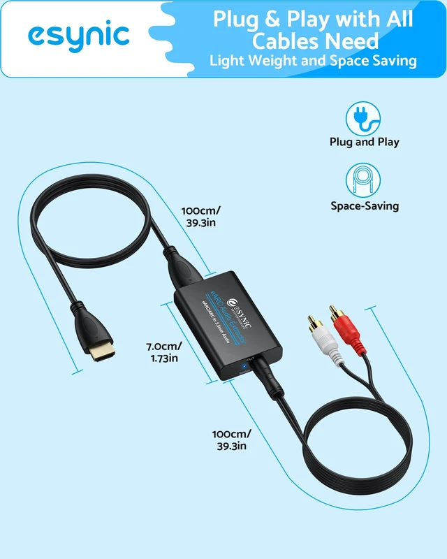 Alt view image 6 of 7 - 192KHZ eARC Audio Extractor-USB Powered-Campact Designed eARC/ARC to RCA or 3.5mm Audio Adapter for TV to Headphones Speakers-PCM 2.0 Stereo Output-Supports TV Remote Volume Control