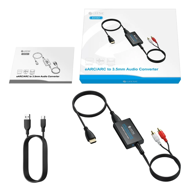 Alt view image 7 of 7 - 192KHZ eARC Audio Extractor-USB Powered-Campact Designed eARC/ARC to RCA or 3.5mm Audio Adapter for TV to Headphones Speakers-PCM 2.0 Stereo Output-Supports TV Remote Volume Control