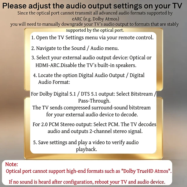 Alt view image 5 of 7 - 192KHZ HDMI eARC to Optical Audio Adapter, HDMI to Optical Cable - 6.6FT | USB Powered - HDMI ARC to Optical Audio Converter for HDTV to Optical Soundbar, Amplifier, Speaker - Not Support CEC
