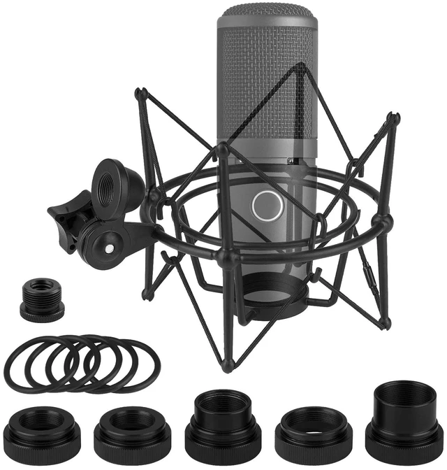 Main image of Creators Microphone Shock Mount Compatible with AKG P120, P420, P820, Anti-Vibration Suspension Mount, Mic Holder Adapter Clamp (Black / Metal)