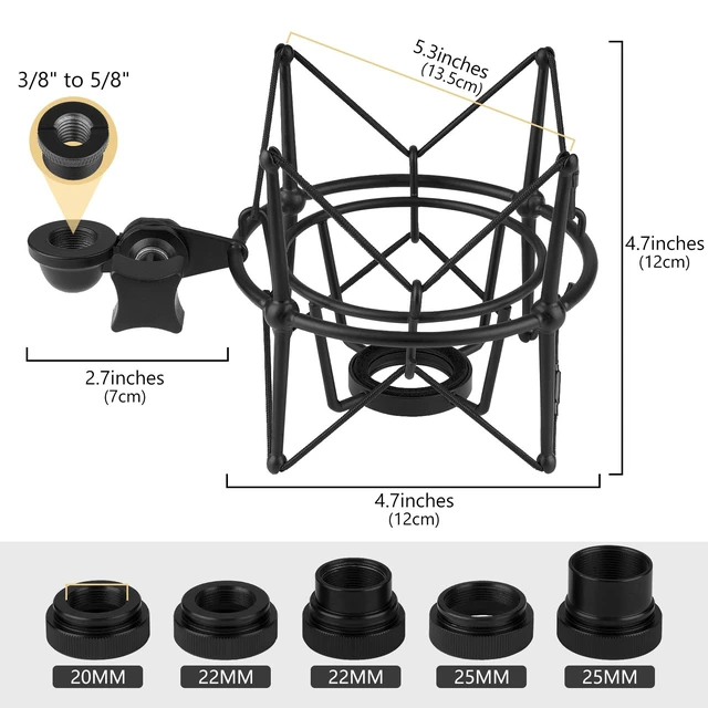 Alt view image 2 of 6 - Creators Microphone Shock Mount Compatible with AKG P120, P420, P820, Anti-Vibration Suspension Mount, Mic Holder Adapter Clamp (Black / Metal)