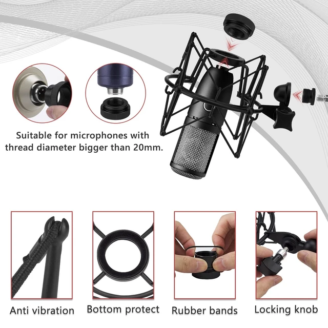 Alt view image 3 of 6 - Creators Microphone Shock Mount Compatible with AKG P120, P420, P820, Anti-Vibration Suspension Mount, Mic Holder Adapter Clamp (Black / Metal)
