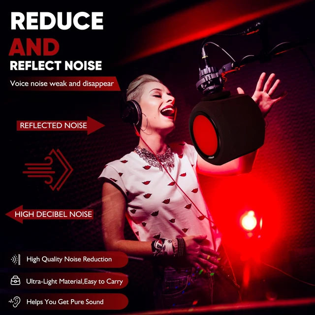 Alt view image 5 of 6 - Microphone Windscreen Pop Filter, Recording Shield,Isolation shield Sound-Absorbing Foam Windscreen for Large Mic, Studio Equipment Indoor & Outdoor Recording with Gift Mic Stand&Phone Holder