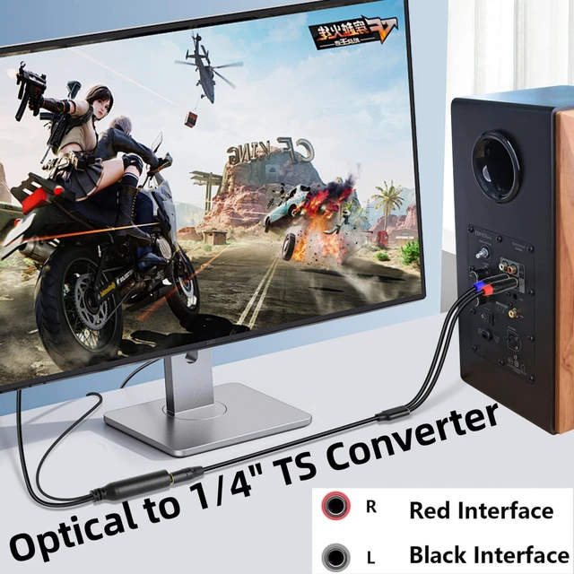 Alt view image 3 of 7 - 192KHz DAC Optical to Dual 1/4" TS Converter,Optical to AUX Audio Cable | Optical to 1/4" Converter, Digital to Analog Audio Converter for HDTV DVD Set-top Boxes Out to Speaker Audio Mixer