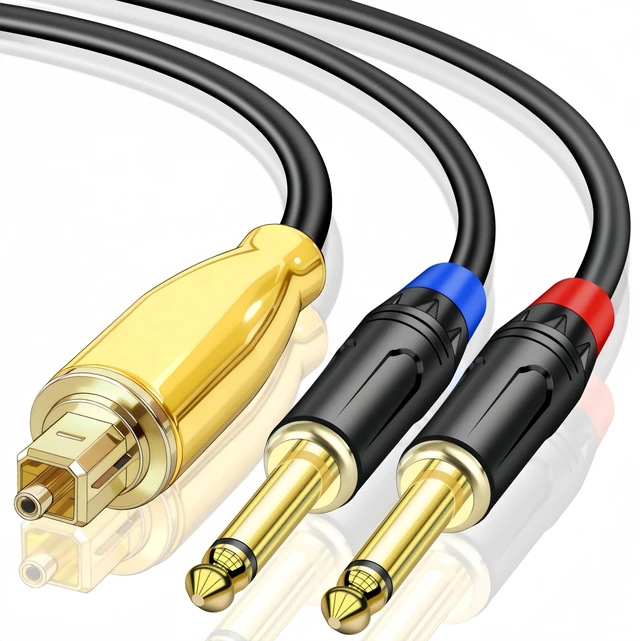 Main image of 192KHz DAC Optical to Dual 1/4" TS Converter,Optical to AUX Audio Cable | Optical to 1/4" Converter, Digital to Analog Audio Converter for HDTV DVD Set-top Boxes Out to Speaker Audio Mixer