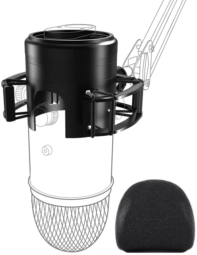 Main image of Custom Built for Blue Yeti Shock Mount with Pop Filter, 2026, Suspension | Anti-Vibration Elastic Suspension, Holder Clip & Screw Adapter, 2026 Upgrade, Compatible with Blue Yeti Mic, Podcast&Studio