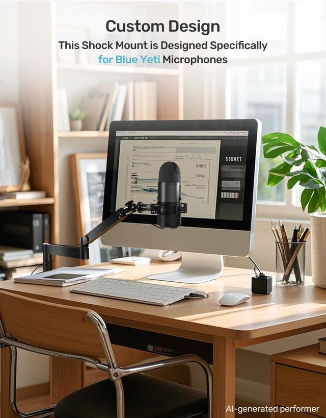 Alt view image 2 of 7 - Custom Built for Blue Yeti Shock Mount with Pop Filter, 2026, Suspension | Anti-Vibration Elastic Suspension, Holder Clip & Screw Adapter, 2026 Upgrade, Compatible with Blue Yeti Mic, Podcast&Studio