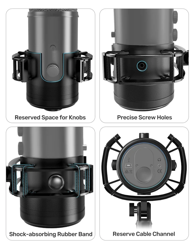 Alt view image 5 of 7 - Custom Built for Blue Yeti Shock Mount with Pop Filter, 2026, Suspension | Anti-Vibration Elastic Suspension, Holder Clip & Screw Adapter, 2026 Upgrade, Compatible with Blue Yeti Mic, Podcast&Studio