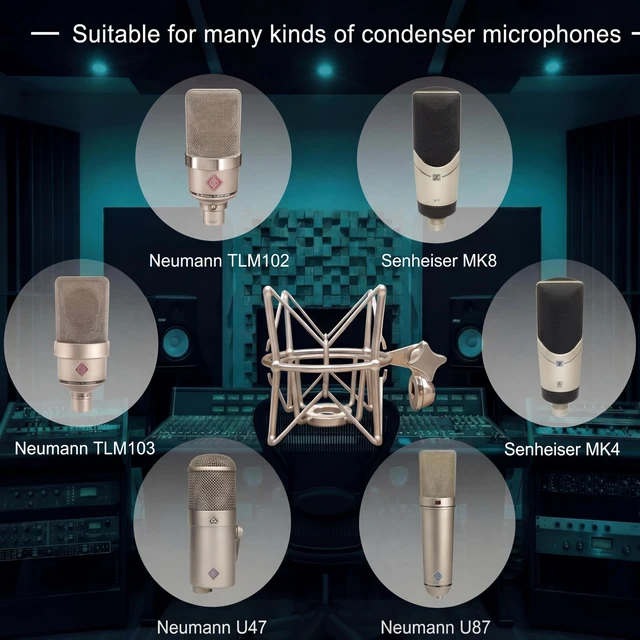 Alt view image 4 of 7 - Spider Microphone Shock Mount Mic Holder - Anti Vibration Metal Spider Shockmount Compatible with Neumann U47 U67 U87 TLM102 TLM103 TLM107 M147 M149 Senheiser MK4 MK8 Condenser Microphones