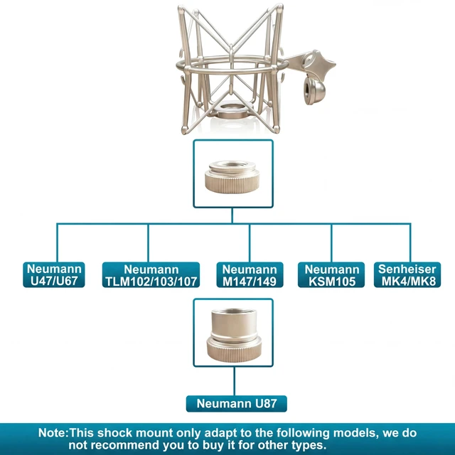Alt view image 6 of 7 - Spider Microphone Shock Mount Mic Holder - Anti Vibration Metal Spider Shockmount Compatible with Neumann U47 U67 U87 TLM102 TLM103 TLM107 M147 M149 Senheiser MK4 MK8 Condenser Microphones