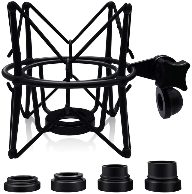 Main image of Microphone Shock Mount Mic Holder - Anti Vibration Spider Shockmount Compatible with Many Condenser Mics Like AT2020 MXL 770 MXL 990 Samson G Track Pro Rode Procaster NT1-A Neumann U87 etc.