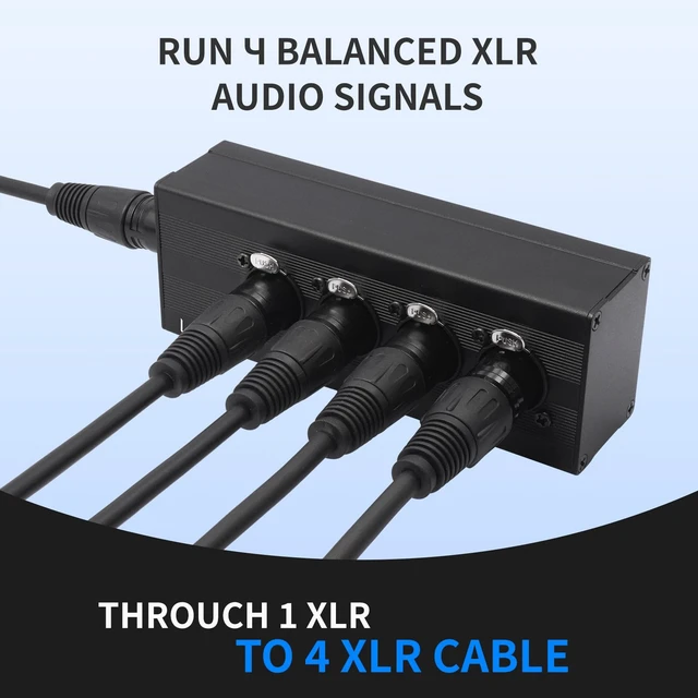 Alt view image 5 of 7 - XLR 1 Male to 4-Way Female Audio Splitter Converter Box - Aluminum Alloy Chassis, Locking Connectors, 3pin XLR Splitter Box for Microphone Multi-Distribution & Studio Recording