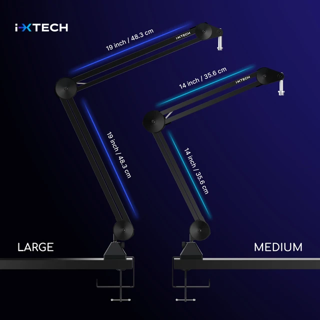 Alt view image 4 of 7 - Microphone Boom Arm Stand, Heavy Duty Adjustable Mic Stand with Cable Ties, Desk Mount Arm Stand for Gaming Streaming Podcasting.