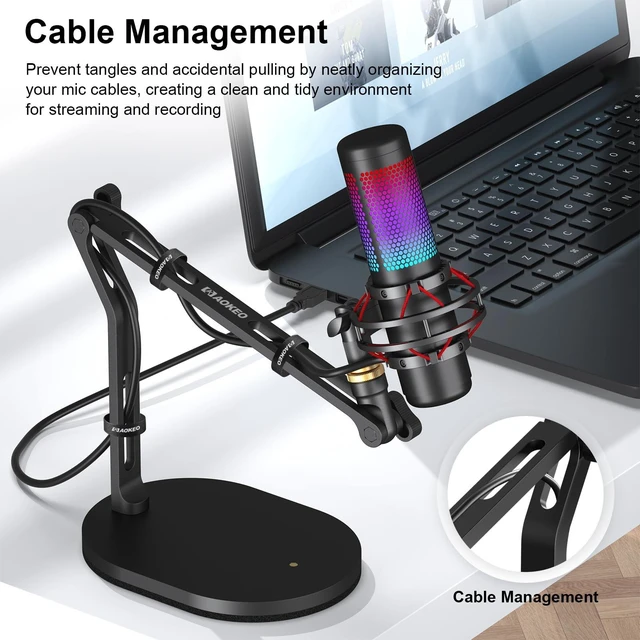 Alt view image 5 of 7 - Mic Stand,Desk Mount Desktop Microphone Arm with 3/8" to 5/8" Adapter,Compatible Blue Yeti,HyperX QuadCast,SoloCast,Shure SM7B,MV7X