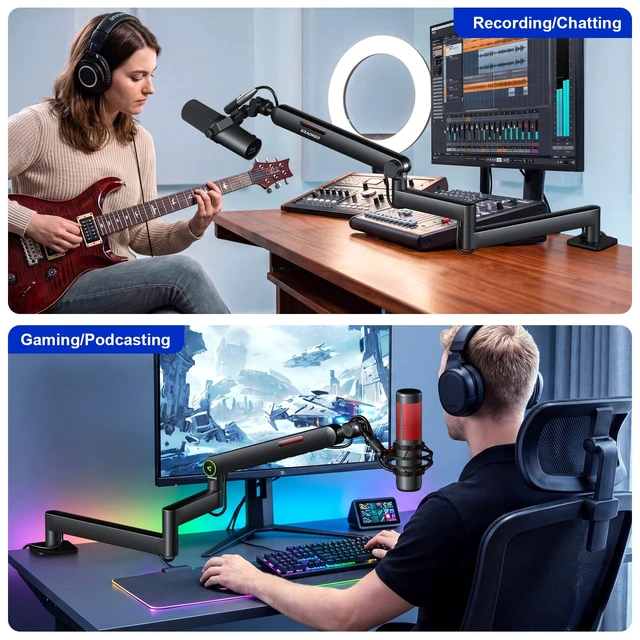 Alt view image 7 of 7 - Microphone Arm,AK-59i Desk Low Profile Mic Boom Arm Stand | With 3/8" to 5/8" Adapter and 3/8" to 1/4"Adapter Suitable For Blue Yeti,HyperX QuadCast,SoloCast,Elgato Wave,Etc