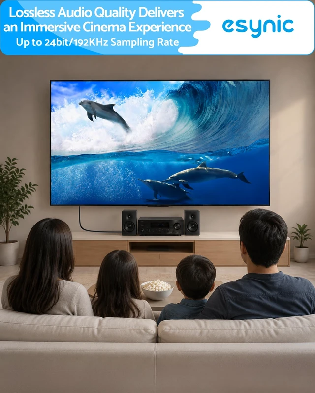 Alt view image 7 of 7 - 7ft eARC/ARC to Dual Optical Audio Cable Adapter-HDMI eARC/ARC to 2 SPDIF Output-192KHz 24bit DAC-Support Dolby/DTS 5.1-All-in-One Integrated Design for Soundbar&Wireless HeadphoneUSB Powered