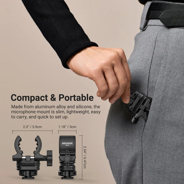Alt view image 5 of 7 - Microphone Holder with Cold Shoe Adapter Shock Absorb Mic Mount, MH3 | Noise Reducing Accessories with Built in Silicone Pads, for Mics of 0.7" to 1" (19 to 25mm) in Diameter