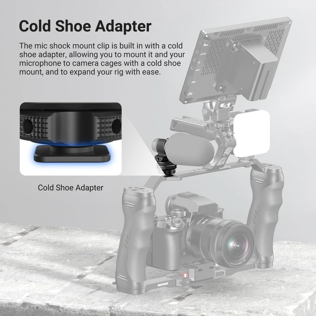 Alt view image 4 of 7 - Microphone Holder with Cold Shoe Adapter Shock Absorb Mic Mount, MH3 | Noise Reducing Accessories with Built in Silicone Pads, for Mics of 0.7" to 1" (19 to 25mm) in Diameter