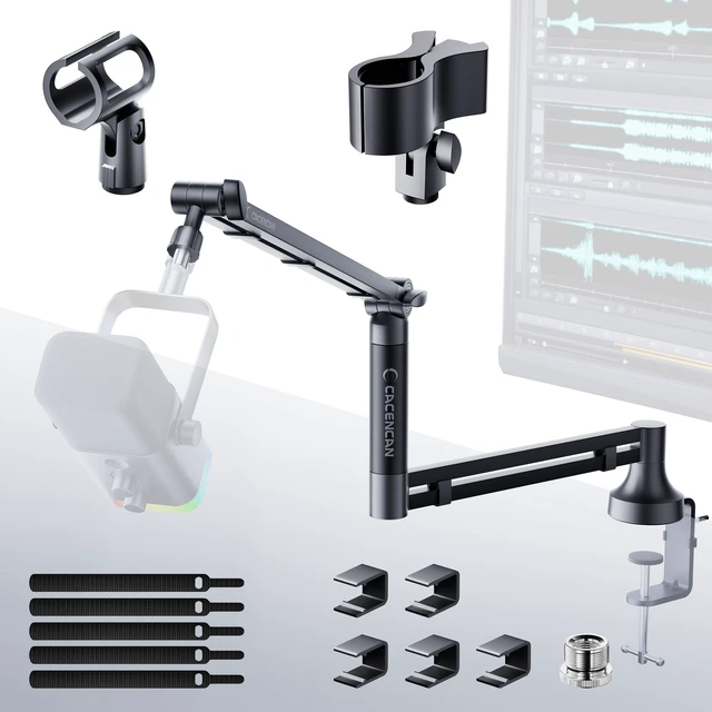 Main image of M05 Pro Boom Arm, 360° Rotatable Microphone Stand with Desk Mount, Foldable Desk Mic Arm with 3/8'' to 5/8'' Screw Adapter, Microphone Arm for Live Streaming, Gaming, Podcasting, Radio