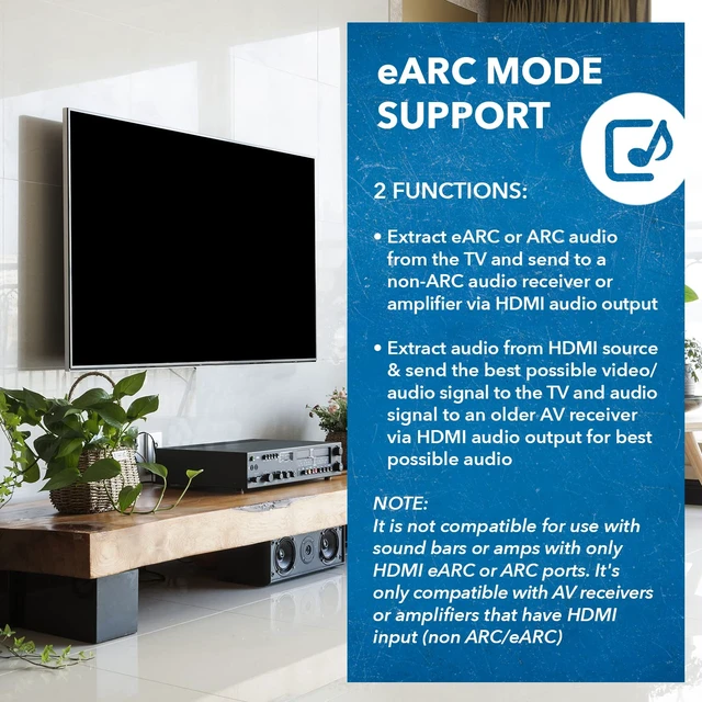 Alt view image 4 of 7 - eARC 4K 60Hz Audio Extractor Converter 18G HDMI 2.0 ARC Support - HDCP 2.2 - Dolby Digital/DTS Passthrough CEC, HDR, Dolby Vision Supported (HDA-927)