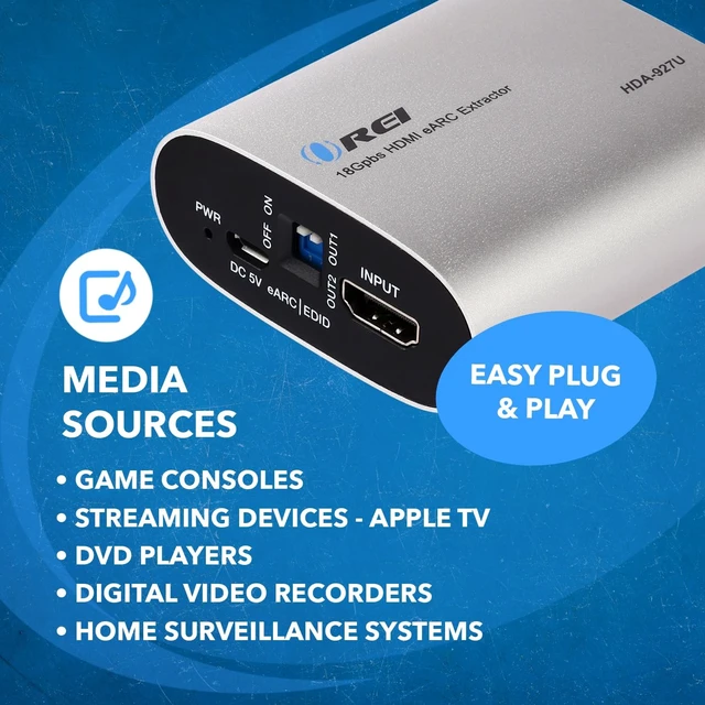 Alt view image 2 of 7 - 18Gbps HDMI eARC Audio Extractor HDCP 2.2 Dolby Atmos DTS:X EDID HDR10 | eARC 4K 60Hz Audio Extractor Converter, HDMI eARC Audio Extractor, Dolby Vision, CEC, ARC Support