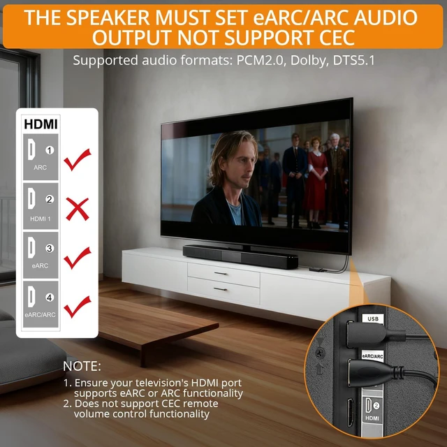 Alt view image 3 of 7 - ARC/eARC Audio Extractor, HDMI ARC Audio to Optical Extractor | with Supports PCM 2.0, Dolby 5.1, DTS 5.1, 24bit/192kHz, Plug and Play, Suitable for TV, Home Cinema & Legacy Audio Systems