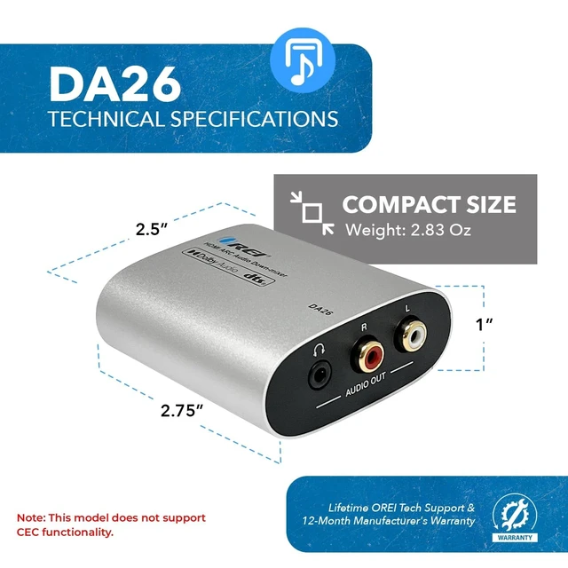 Alt view image 6 of 7 - ARC to Analog Decoder Audio Converter ARC PCM 2.0 Dolby5.1 DTS 5.1 | HDMI ARC to RCA Audio Converter, HDMI ARC to Analog Converter, 3.5mm Output, TV, Amplifier & Speaker Support