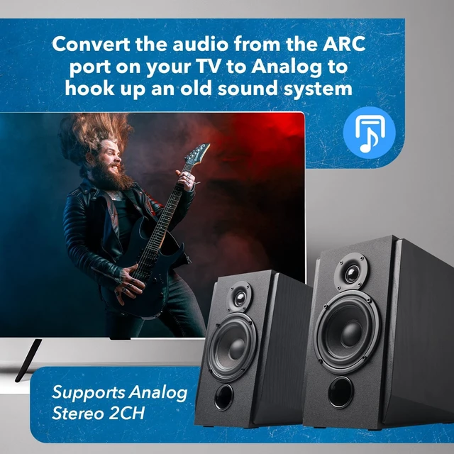 Alt view image 7 of 7 - ARC to Analog Decoder Audio Converter ARC PCM 2.0 Dolby5.1 DTS 5.1 | HDMI ARC to RCA Audio Converter, HDMI ARC to Analog Converter, 3.5mm Output, TV, Amplifier & Speaker Support
