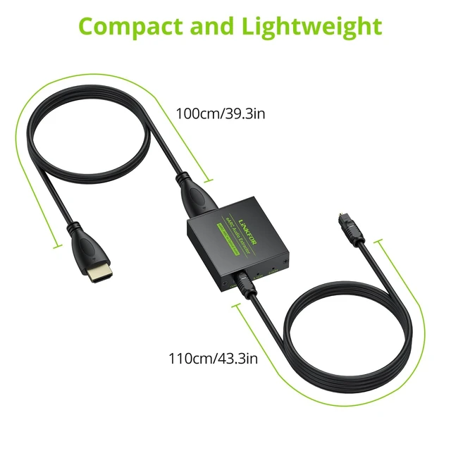 Alt view image 6 of 7 - HDMI eARC ARC to Optical Audio Converter,192kHz Dolby DTS Supported | Comes with 2.1M cable, audio signal indicator, no CEC function, works for TV, soundbar, home theater & wireless headphones