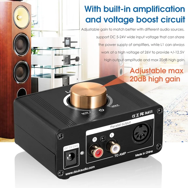 Alt view image 3 of 7 - L1 Mini Stereo Line Level Booster Amplifier Audio Preamp with 20dB Gain and Volume Control