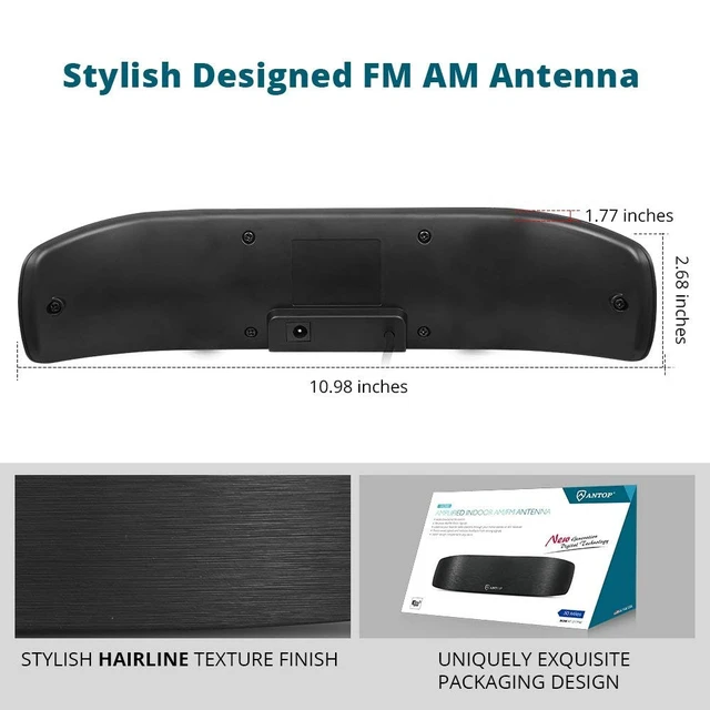 Alt view image 2 of 7 - High Gain Indoor Radio Antenna, Multi-Directional Amplified AM FM Antenna 50 Miles with Amplifier Signal Booster and 4G Filter for Stereo Radio Audio Signals, Perfect for Home/RV/Mobile Use