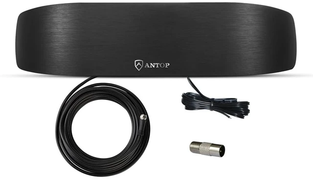 Main image of Antop FM Radio Antenna, Multi-Directional Indoor FM Telescopic Antenna 75 Ohm, with Amplifier Signal Booster, Design for FM Radio Home Stereo Receiver