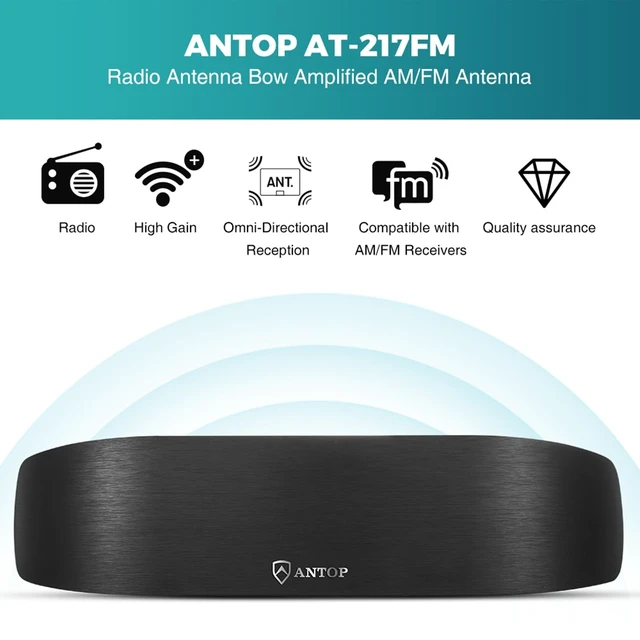 Alt view image 2 of 7 - Antop FM Radio Antenna, Multi-Directional Indoor FM Telescopic Antenna 75 Ohm, with Amplifier Signal Booster, Design for FM Radio Home Stereo Receiver
