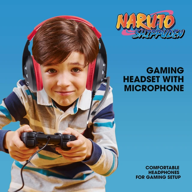 Alt view image 3 of 7 - Naruto Gaming Headset with Mic, Wired Headphones, Microphone, LED Lights | Naruto wired gaming headset, mic, LED lights, padded over-ear comfort, enhanced audio, PC gaming setup.