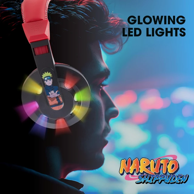 Alt view image 6 of 7 - Naruto Gaming Headset with Mic, Wired Headphones, Microphone, LED Lights | Naruto wired gaming headset, mic, LED lights, padded over-ear comfort, enhanced audio, PC gaming setup.