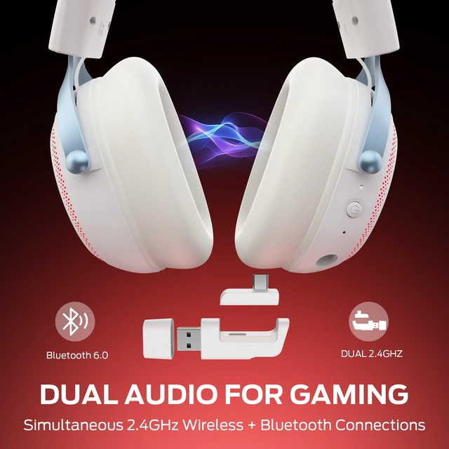Alt view image 3 of 7 - Mission 350 Wireless Gaming Headset for PC, Ps4, Ps5, Xbox Headset with Virtual 7.1 Surround Sound Gaming Headphones, RGB Lights Over Ear Headphones for Switch, Xbox Series X/S, Laptop, Mobile