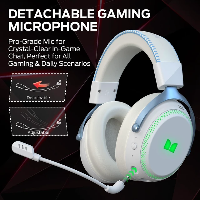 Alt view image 7 of 7 - Mission 350 Wireless Gaming Headset for PC, Ps4, Ps5, Xbox Headset with Virtual 7.1 Surround Sound Gaming Headphones, RGB Lights Over Ear Headphones for Switch, Xbox Series X/S, Laptop, Mobile