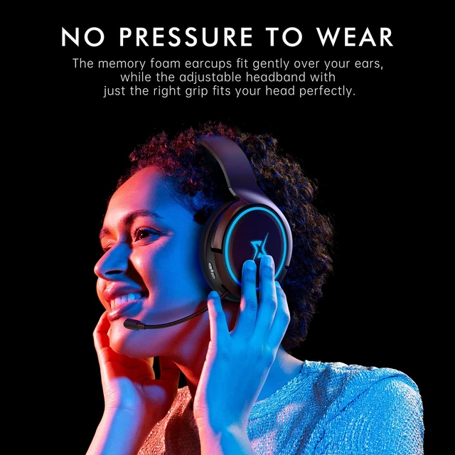 Alt view image 6 of 7 - 2.4G Wireless Gaming Headset for PC, PS4, PS5, Mac,Mobile- Rotatable & Foldable Bluetooth V5.3 Headphone-20h Battery & RGB Light-Memory Ear Pads-Stretchable Noise Cancelling