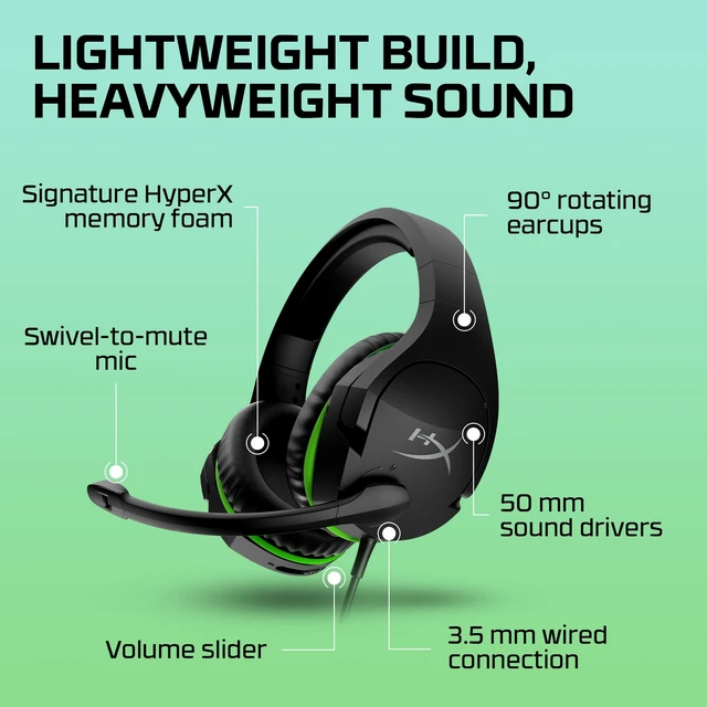 Alt view image 7 of 7 - CloudX Stinger Core - Official Licensed for Xbox, Gaming Headset with In-Line Audio Control, Immersive In-Game , Microphone