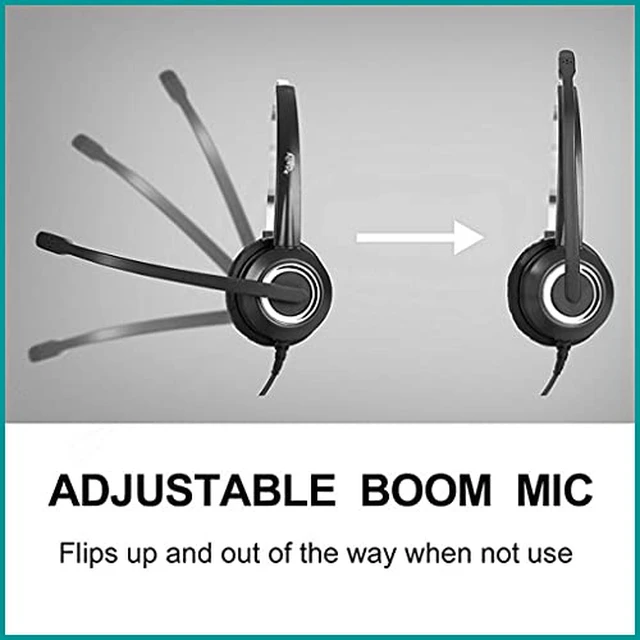 Alt view image 4 of 7 - Polycom Phone Headset Noise Cancelling Mic RJ9 U10P Bottom Cable Compatible with Polycom VVX, Shoretel, Nortel Phones