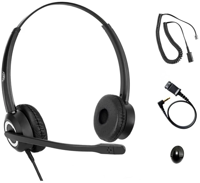 Main image of Polycom Phone Headset Noise Cancelling Mic RJ9 U10P Bottom Cable Compatible with Polycom VVX, Shoretel, Nortel Phones
