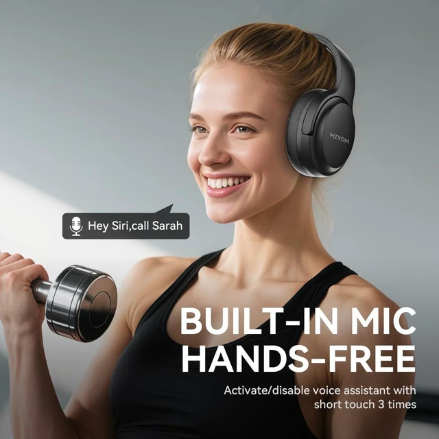 Alt view image 4 of 7 - Bluetooth Headphones Over Ear, 40 Hours Playtime Wireless Headphones with Microphone,5.3 Bluetooth, HiFi Stereo Foldable Lightweight Headset, for Travel Work Cellphone(Black)