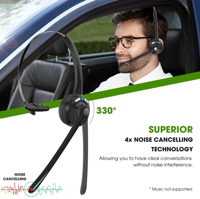 Alt view image 4 of 6 - Bluetooth Wireless Headset with Microphone,V5.1,Noise Canceling Wireless On Ear Headphones, Bluetooth Headphones with Mic, Phone Headset Mute Button for Laptop, Skype, Call Centers, Office, Trucker