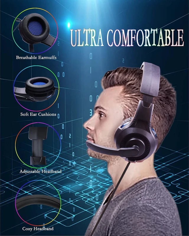 Alt view image 2 of 7 - One Ear Headset with Mic for PS5/PS4/Xbox One/Xbox Series X/S/Nintendo Switch/Lite/Steam Deck, Gaming Headphone with Microphone Control, 3.5MM Wired Unilateral Chat Headset for Laptop/Tablets/Phone/PC