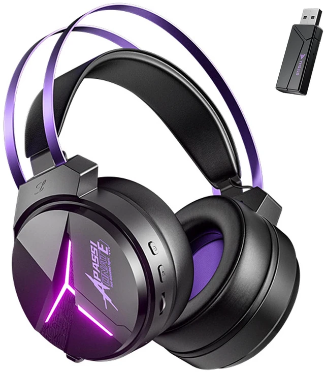 Main image of Wireless Gaming Headset for PC,Laptop,Ps4, Ps5, Switch | Noise Cancelling Over Ear Headphones with Mic,RGB Light, Soft Memory Earmuffs-Black Purple