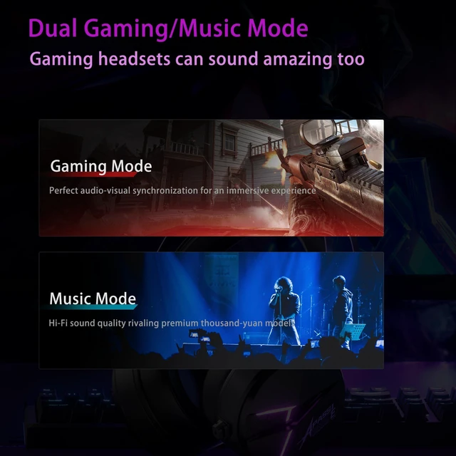 Alt view image 2 of 7 - Wireless Gaming Headset for PC,Laptop,Ps4, Ps5, Switch | Noise Cancelling Over Ear Headphones with Mic,RGB Light, Soft Memory Earmuffs-Black Purple