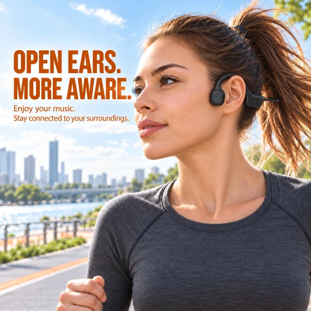 Alt view image 2 of 7 - Bone Conduction Headphones, Wireless Open Ear Headphones with Mic | Lightweight Bluetooth 5.3 Sports Headphones for Running, Cycling, Workouts and Calls, IPX5 Water Resistance, USB-C Charging
