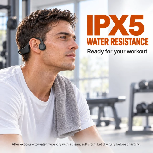 Alt view image 4 of 7 - Bone Conduction Headphones, Wireless Open Ear Headphones with Mic | Lightweight Bluetooth 5.3 Sports Headphones for Running, Cycling, Workouts and Calls, IPX5 Water Resistance, USB-C Charging