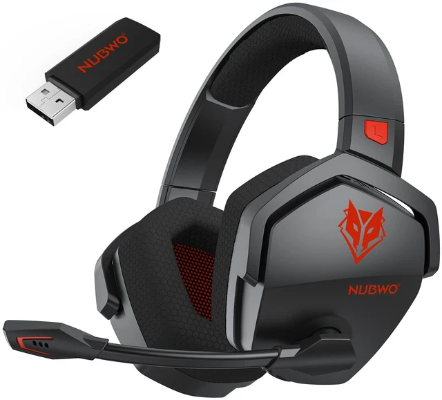 Main image of Wireless Gaming Headset with Mic for Ps5 Ps4 PC, Zero Interference, 100-Hour Battery All-Day Play, 23ms Sync for Fortnite & Call of Duty/FPS Gamers, Triple Mode All Devices Compatible - Red