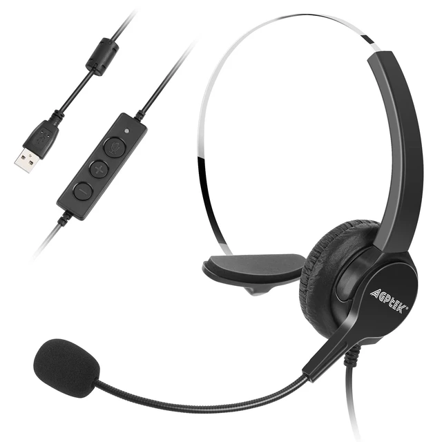 Main image of Call Center Noise Cancelling USB Corded Mono Headset | Hands-Free Headset for PC Call Center, with Noise-Cancelling Mic, with Microphone, USB Plug & Volume Control